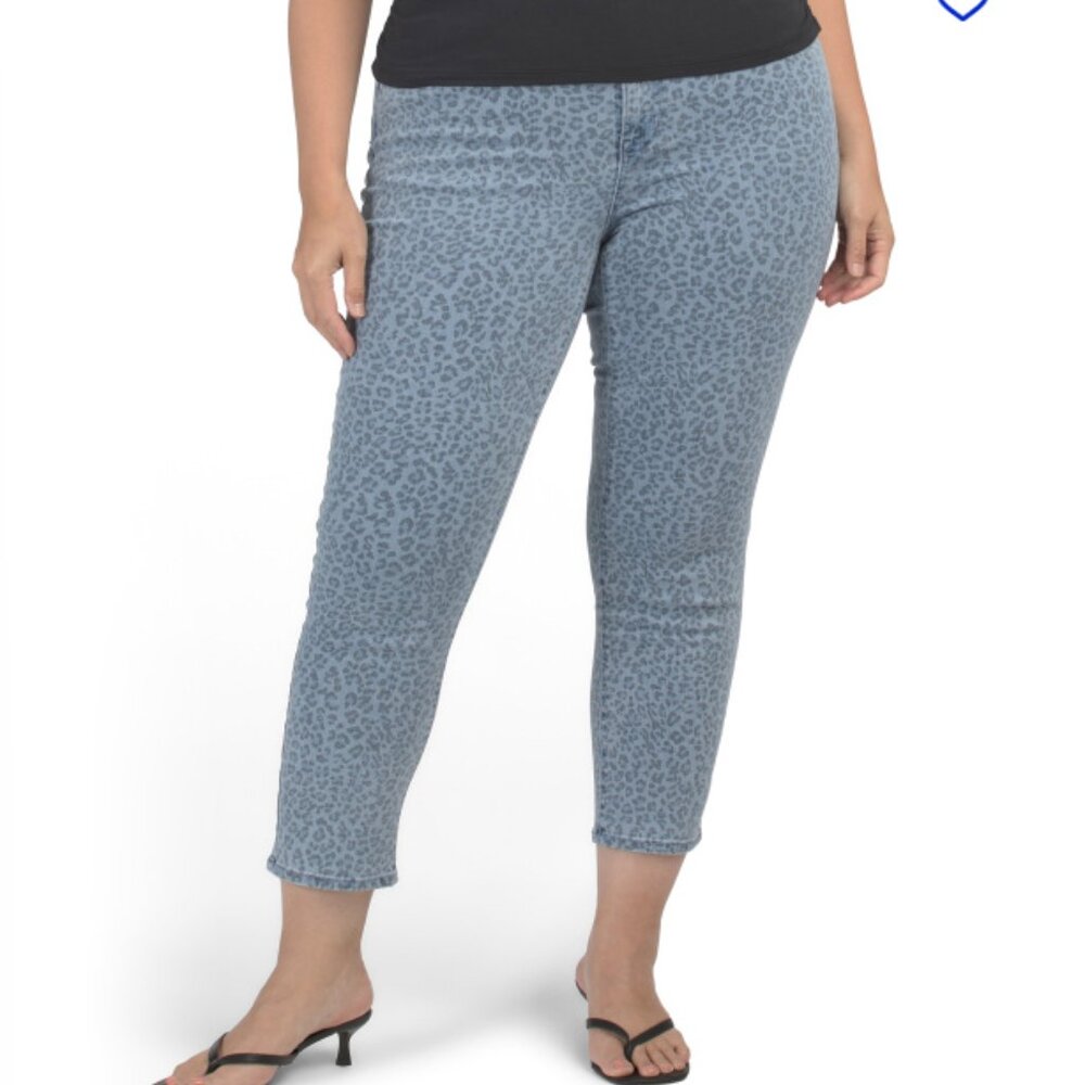 NEW D. JEANS Plus Recycled Leopard Print Ankle Cut women Jeans in stone 725 2m1